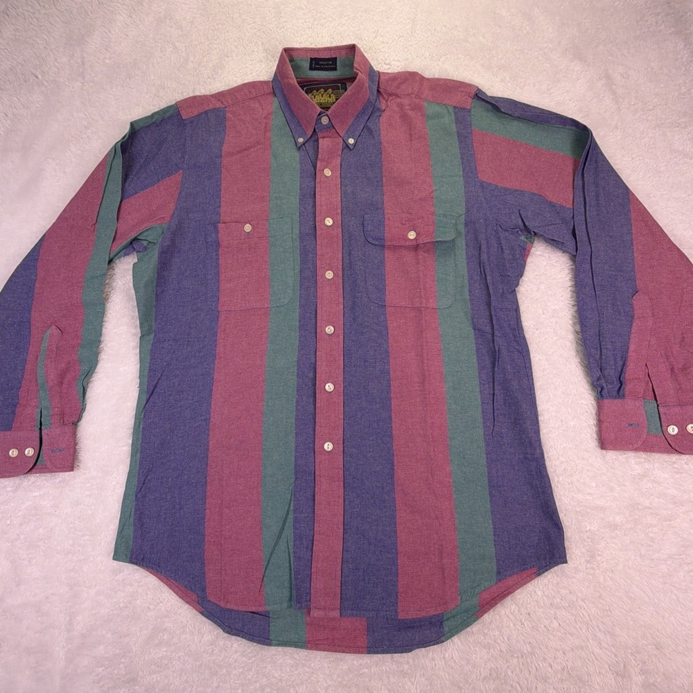 VTG 80s Chaps Ralph Lauren Men's M Long Sleeve Buttton Down 100% Cotton‎ Rare
